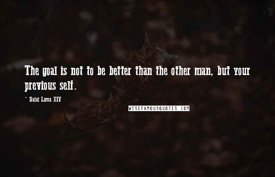 Dalai Lama XIV Quotes: The goal is not to be better than the other man, but your previous self.