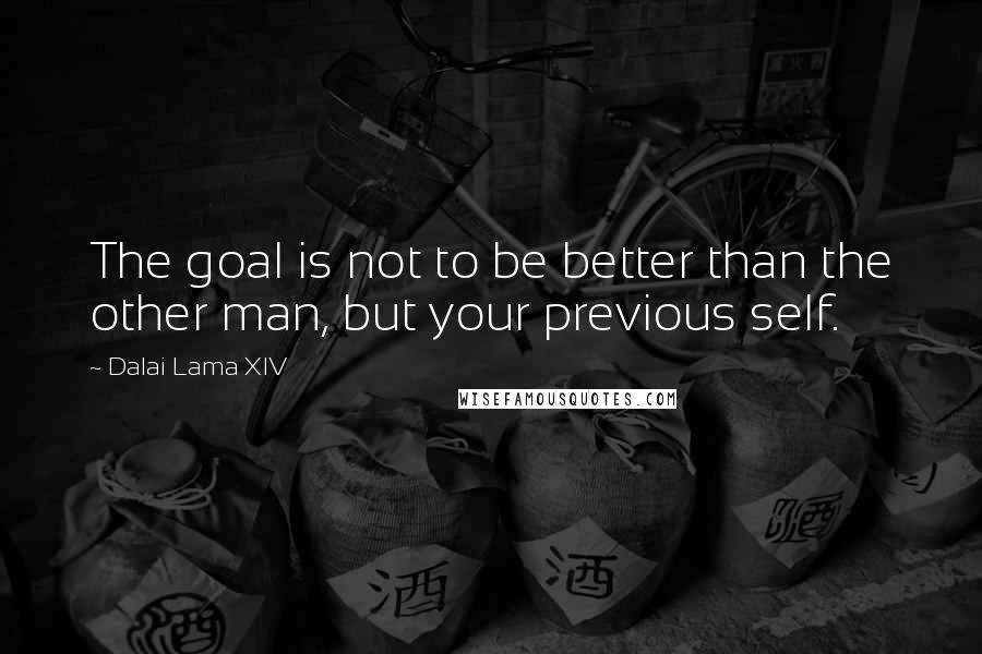 Dalai Lama XIV Quotes: The goal is not to be better than the other man, but your previous self.