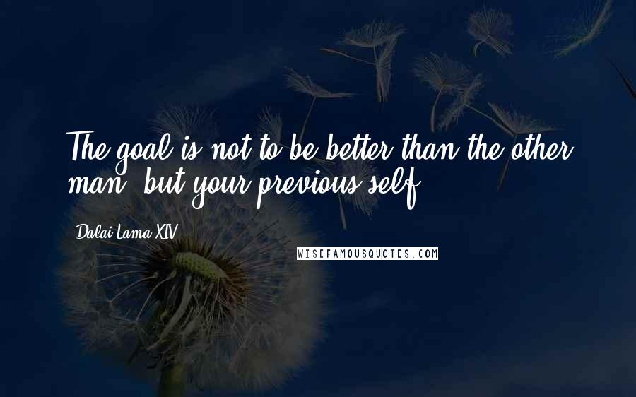 Dalai Lama XIV Quotes: The goal is not to be better than the other man, but your previous self.