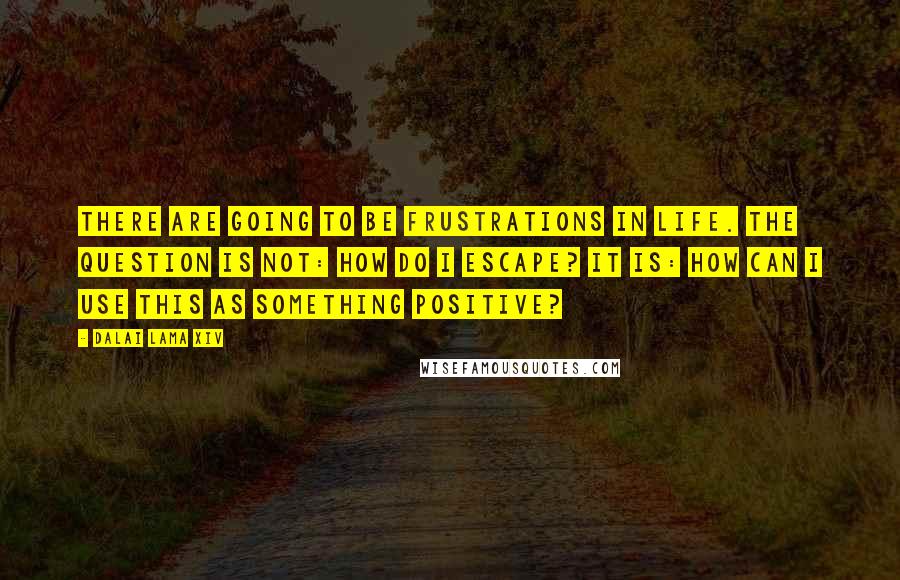 Dalai Lama XIV Quotes: There are going to be frustrations in life. The question is not: How do I escape? It is: How can I use this as something positive?