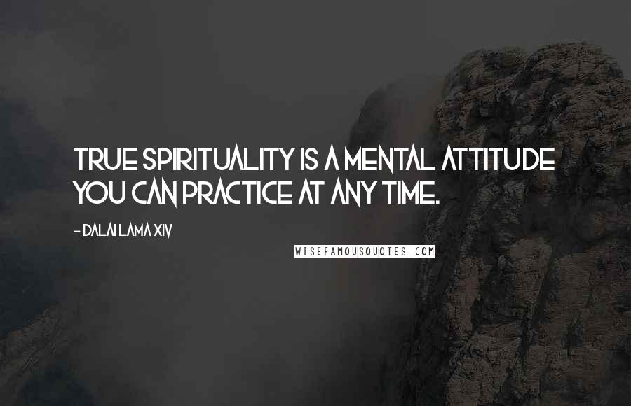 Dalai Lama XIV Quotes: True spirituality is a mental attitude you can practice at any time.
