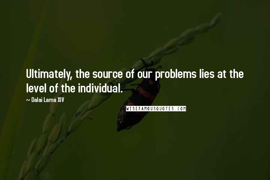 Dalai Lama XIV Quotes: Ultimately, the source of our problems lies at the level of the individual.