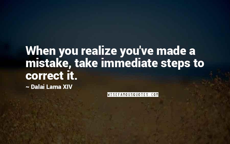 Dalai Lama XIV Quotes: When you realize you've made a mistake, take immediate steps to correct it.