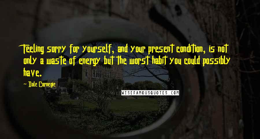 Dale Carnegie Quotes: Feeling sorry for yourself, and your present condition, is not only a waste of energy but the worst habit you could possibly have.