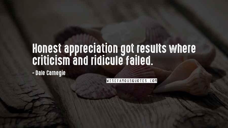 Dale Carnegie Quotes: Honest appreciation got results where criticism and ridicule failed.