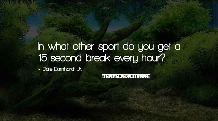 Dale Earnhardt Jr. Quotes: In what other sport do you get a 15-second break every hour?