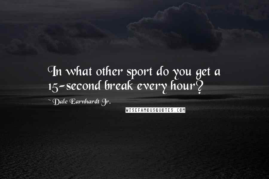 Dale Earnhardt Jr. Quotes: In what other sport do you get a 15-second break every hour?