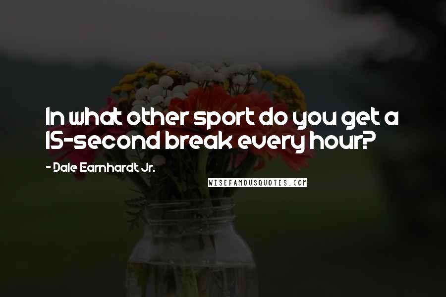 Dale Earnhardt Jr. Quotes: In what other sport do you get a 15-second break every hour?