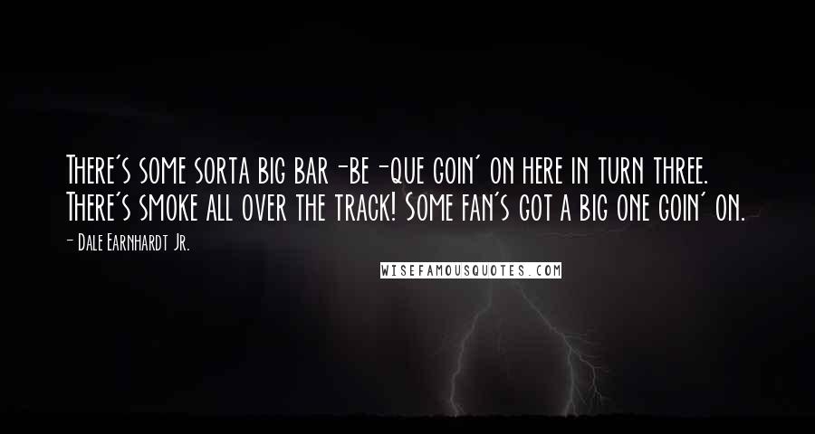 Dale Earnhardt Jr. Quotes: There's some sorta big bar-be-que goin' on here in turn three. There's smoke all over the track! Some fan's got a big one goin' on.