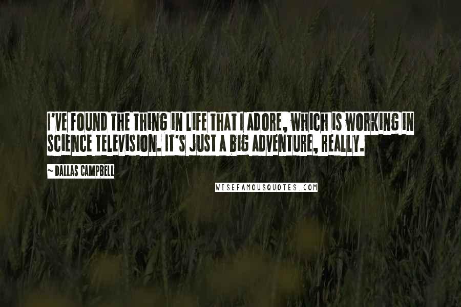 Dallas Campbell Quotes: I've found the thing in life that I adore, which is working in science television. It's just a big adventure, really.