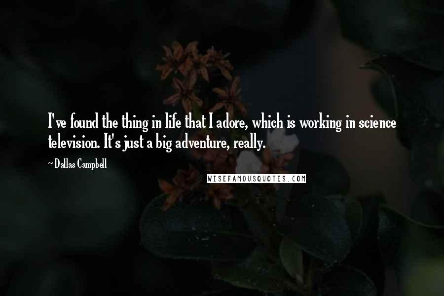 Dallas Campbell Quotes: I've found the thing in life that I adore, which is working in science television. It's just a big adventure, really.