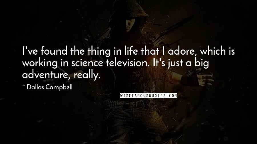 Dallas Campbell Quotes: I've found the thing in life that I adore, which is working in science television. It's just a big adventure, really.