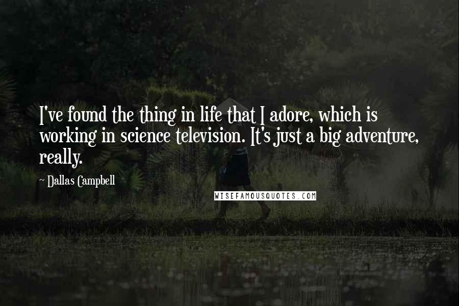 Dallas Campbell Quotes: I've found the thing in life that I adore, which is working in science television. It's just a big adventure, really.