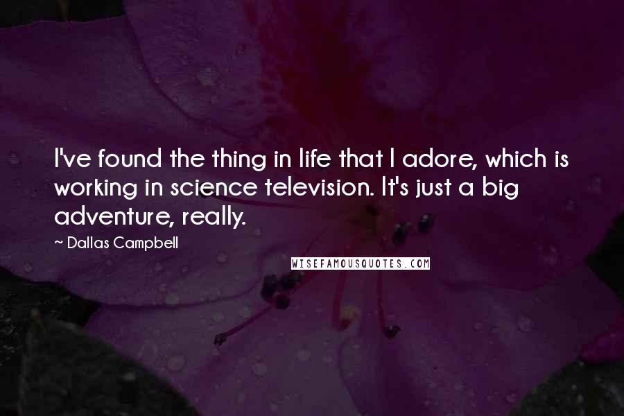Dallas Campbell Quotes: I've found the thing in life that I adore, which is working in science television. It's just a big adventure, really.