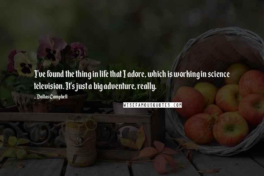 Dallas Campbell Quotes: I've found the thing in life that I adore, which is working in science television. It's just a big adventure, really.