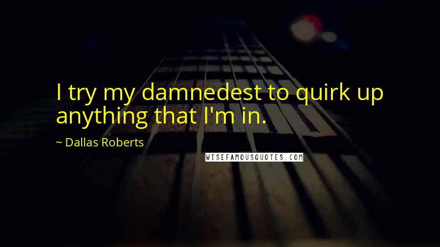 Dallas Roberts Quotes: I try my damnedest to quirk up anything that I'm in.