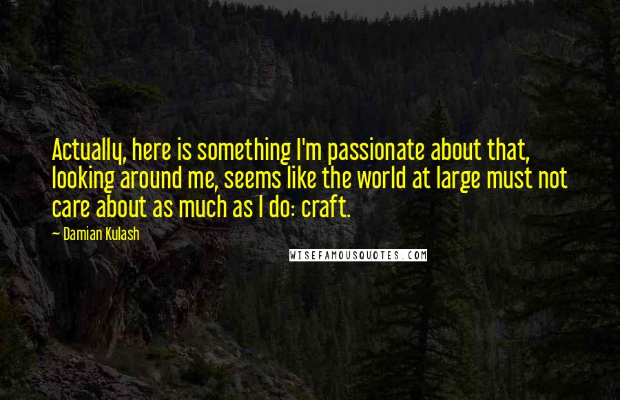 Damian Kulash Quotes: Actually, here is something I'm passionate about that, looking around me, seems like the world at large must not care about as much as I do: craft.