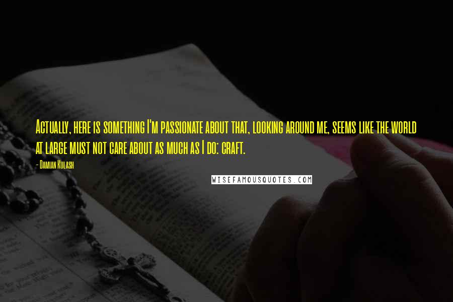 Damian Kulash Quotes: Actually, here is something I'm passionate about that, looking around me, seems like the world at large must not care about as much as I do: craft.