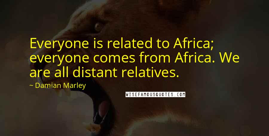 Damian Marley Quotes: Everyone is related to Africa; everyone comes from Africa. We are all distant relatives.