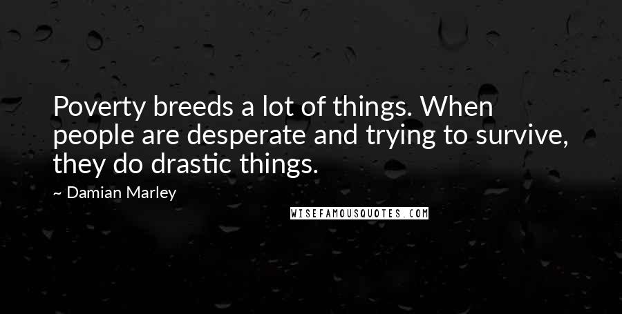 Damian Marley Quotes: Poverty breeds a lot of things. When people are desperate and trying to survive, they do drastic things.