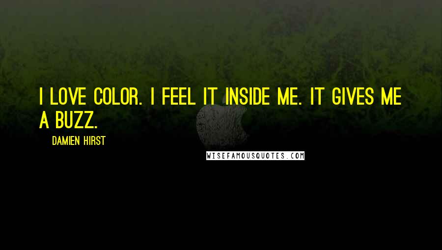 Damien Hirst Quotes: I love color. I feel it inside me. It gives me a buzz.