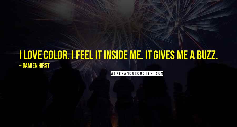 Damien Hirst Quotes: I love color. I feel it inside me. It gives me a buzz.