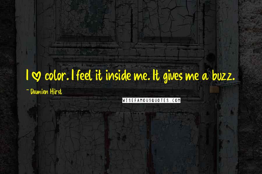 Damien Hirst Quotes: I love color. I feel it inside me. It gives me a buzz.