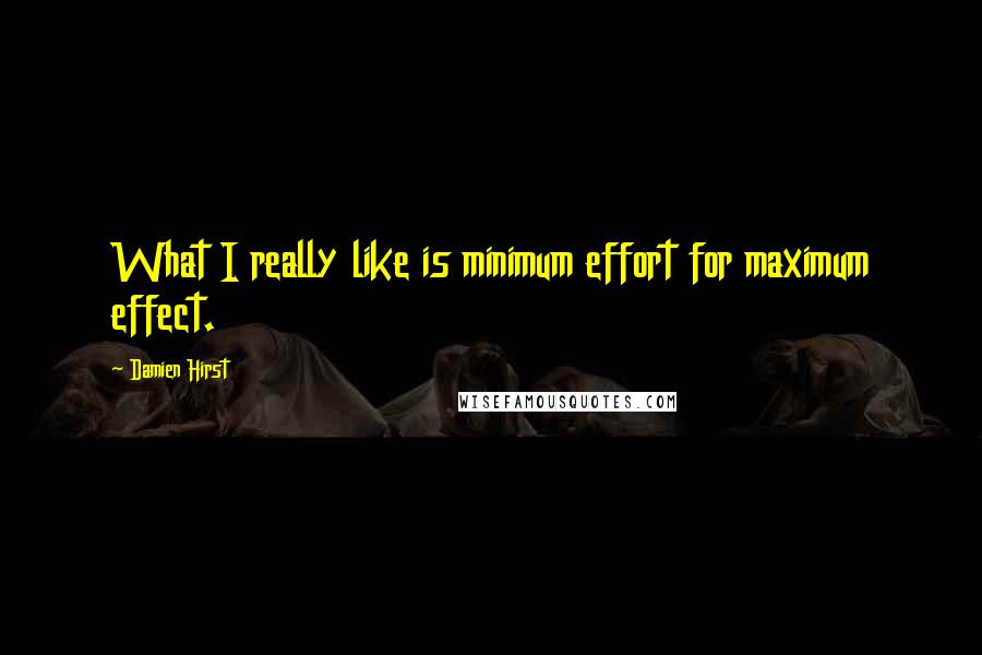 Damien Hirst Quotes: What I really like is minimum effort for maximum effect.
