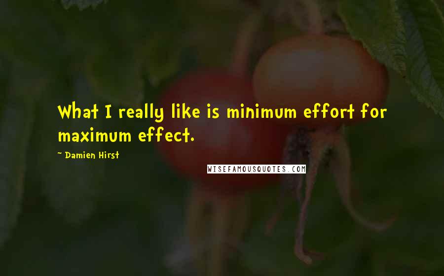 Damien Hirst Quotes: What I really like is minimum effort for maximum effect.