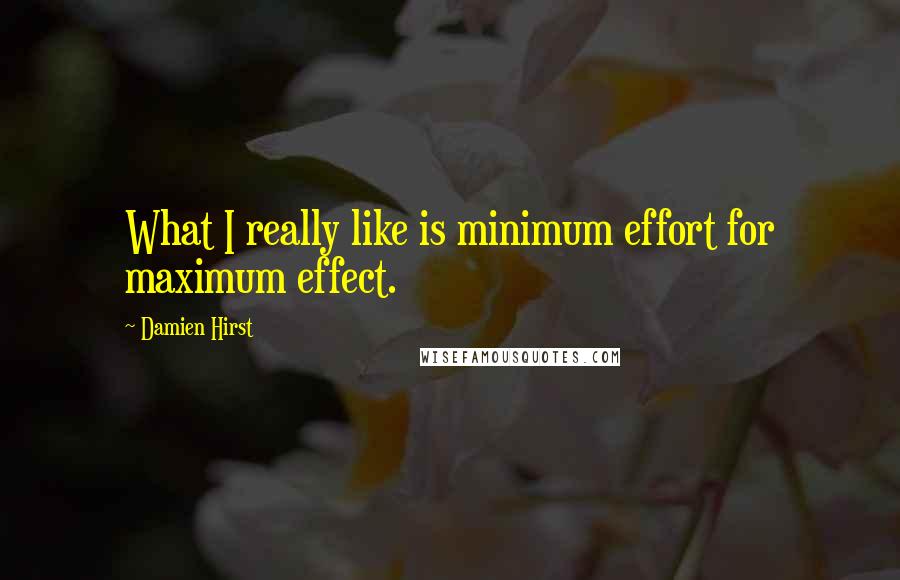 Damien Hirst Quotes: What I really like is minimum effort for maximum effect.