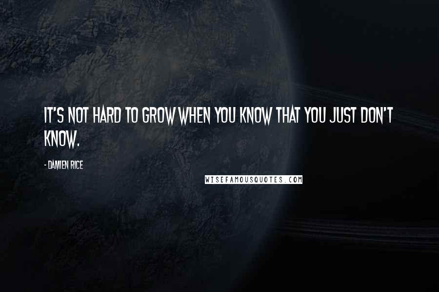 Damien Rice Quotes: It's not hard to grow when you know that you just don't know.