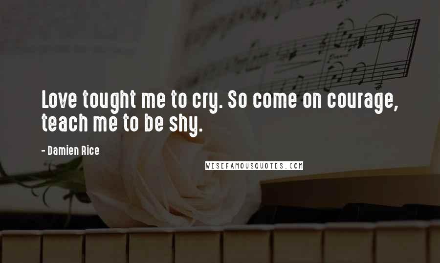 Damien Rice Quotes: Love tought me to cry. So come on courage, teach me to be shy.