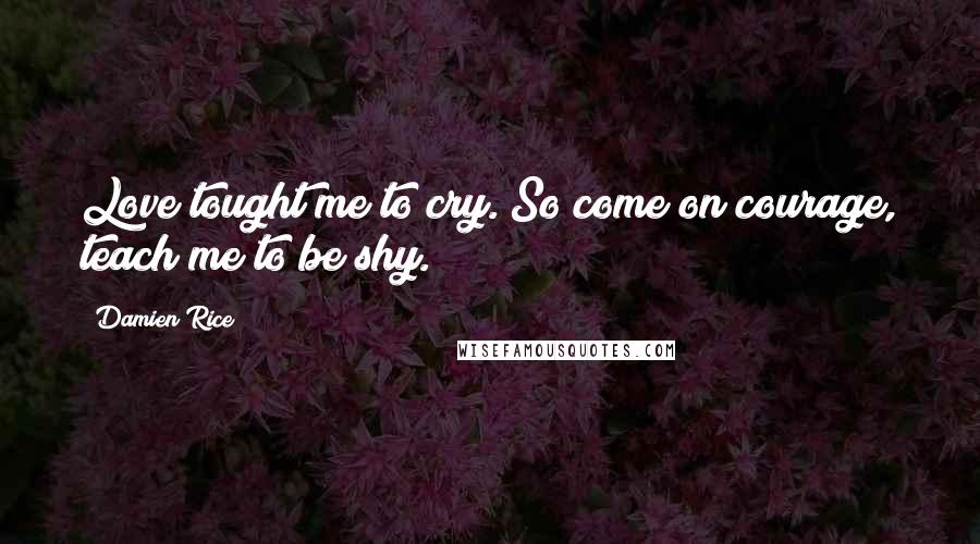 Damien Rice Quotes: Love tought me to cry. So come on courage, teach me to be shy.