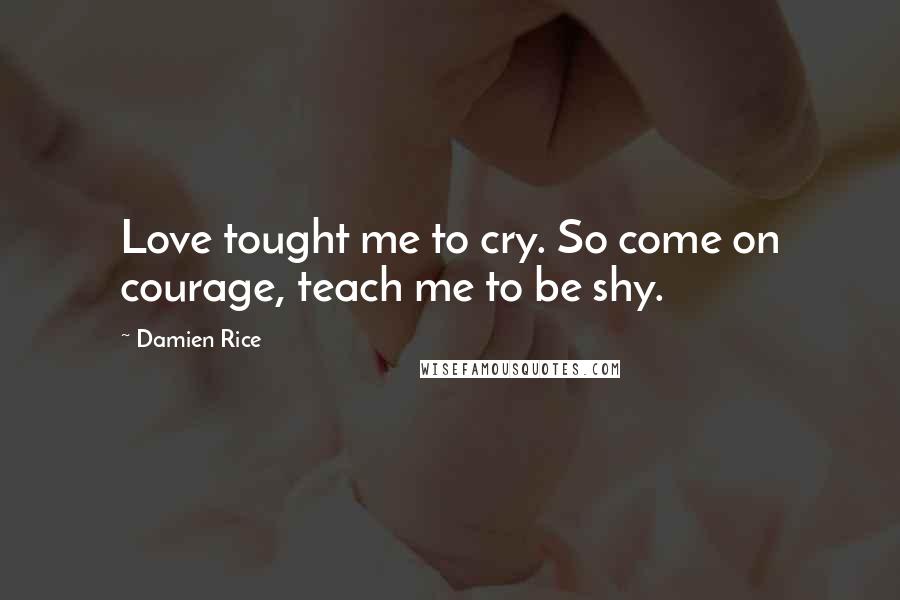 Damien Rice Quotes: Love tought me to cry. So come on courage, teach me to be shy.