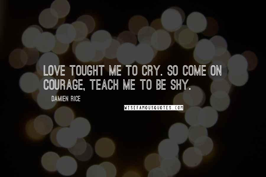 Damien Rice Quotes: Love tought me to cry. So come on courage, teach me to be shy.