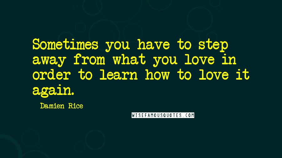 Damien Rice Quotes: Sometimes you have to step away from what you love in order to learn how to love it again.