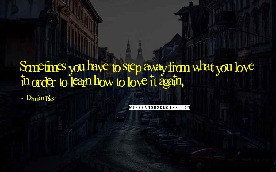 Damien Rice Quotes: Sometimes you have to step away from what you love in order to learn how to love it again.
