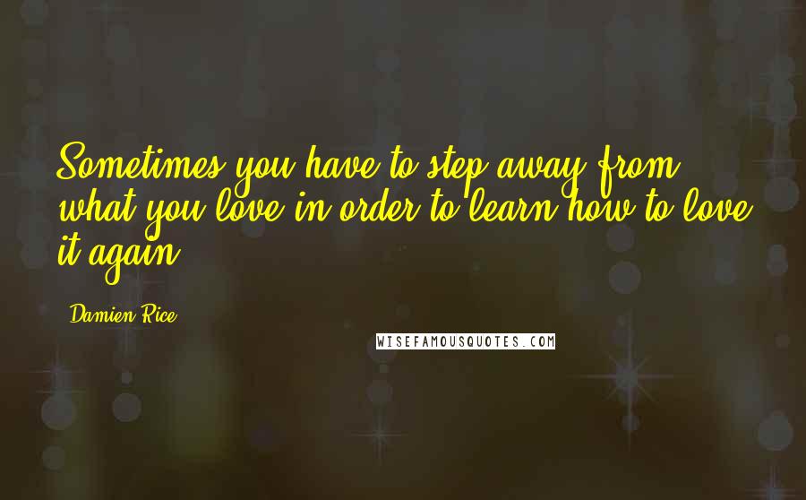 Damien Rice Quotes: Sometimes you have to step away from what you love in order to learn how to love it again.