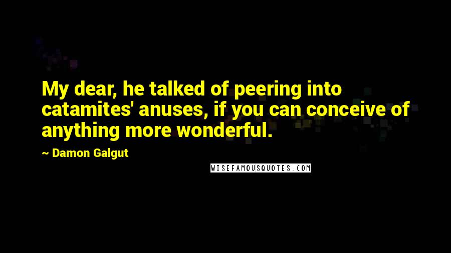 Damon Galgut Quotes: My dear, he talked of peering into catamites' anuses, if you can conceive of anything more wonderful.