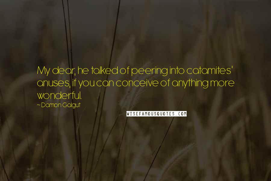 Damon Galgut Quotes: My dear, he talked of peering into catamites' anuses, if you can conceive of anything more wonderful.