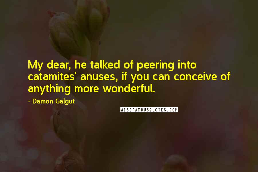 Damon Galgut Quotes: My dear, he talked of peering into catamites' anuses, if you can conceive of anything more wonderful.