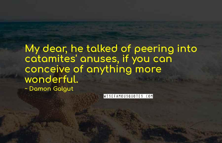 Damon Galgut Quotes: My dear, he talked of peering into catamites' anuses, if you can conceive of anything more wonderful.