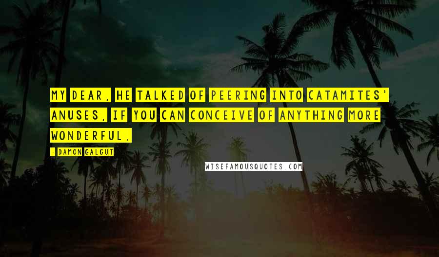 Damon Galgut Quotes: My dear, he talked of peering into catamites' anuses, if you can conceive of anything more wonderful.