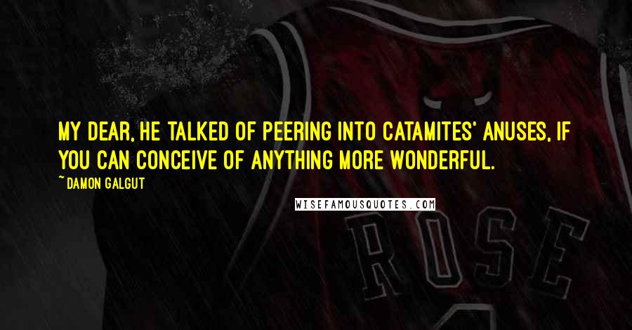 Damon Galgut Quotes: My dear, he talked of peering into catamites' anuses, if you can conceive of anything more wonderful.