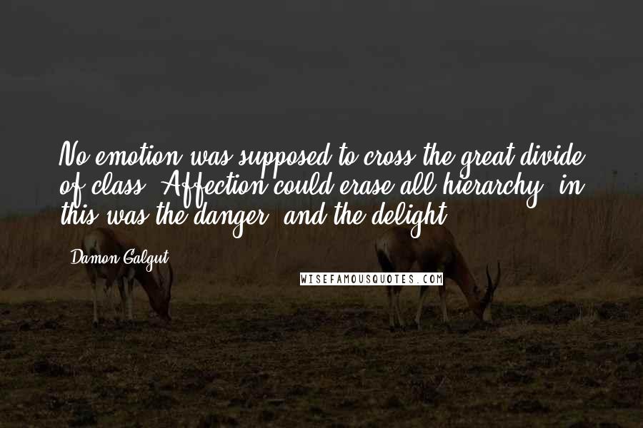 Damon Galgut Quotes: No emotion was supposed to cross the great divide of class. Affection could erase all hierarchy; in this was the danger, and the delight.