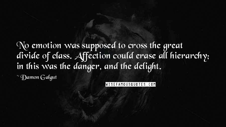 Damon Galgut Quotes: No emotion was supposed to cross the great divide of class. Affection could erase all hierarchy; in this was the danger, and the delight.