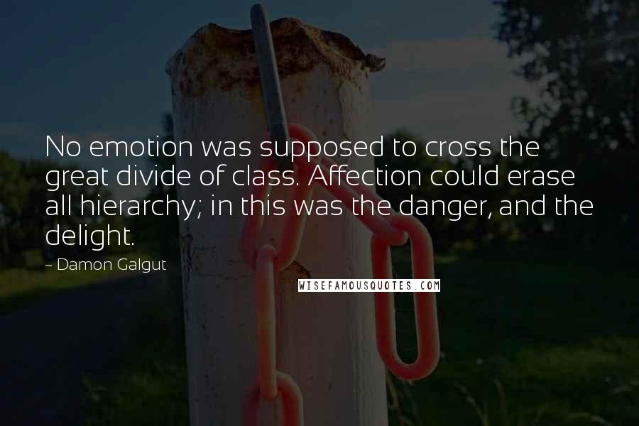 Damon Galgut Quotes: No emotion was supposed to cross the great divide of class. Affection could erase all hierarchy; in this was the danger, and the delight.