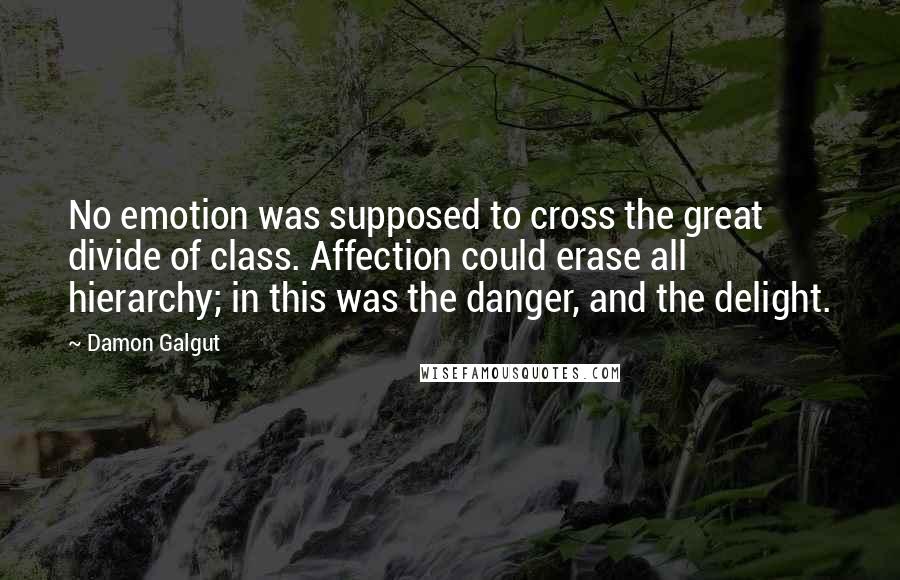 Damon Galgut Quotes: No emotion was supposed to cross the great divide of class. Affection could erase all hierarchy; in this was the danger, and the delight.