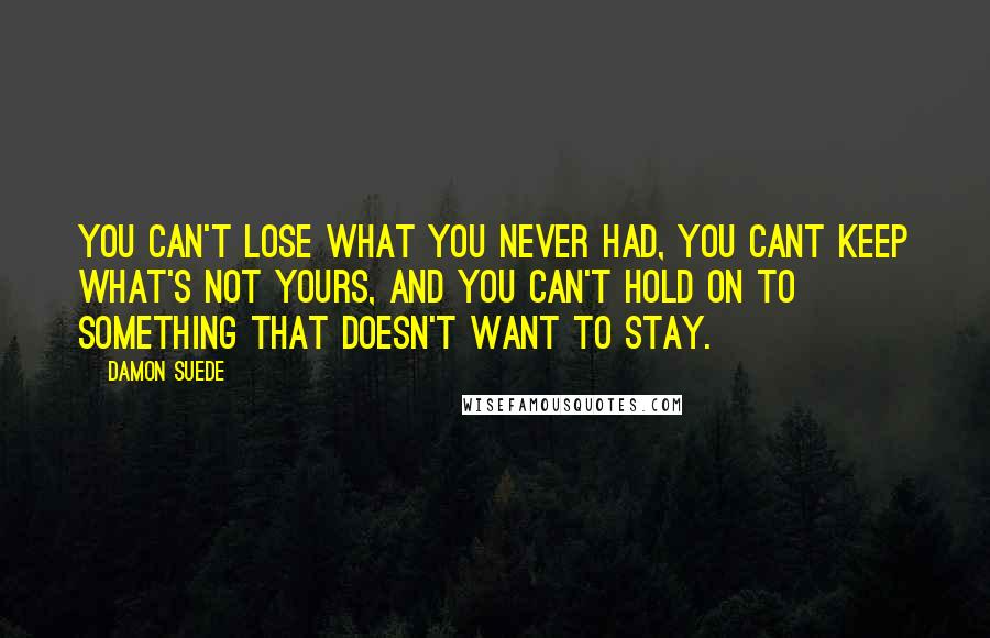 Damon Suede Quotes: You can't lose what you never had, you cant keep what's not yours, and you can't hold on to something that doesn't want to stay.