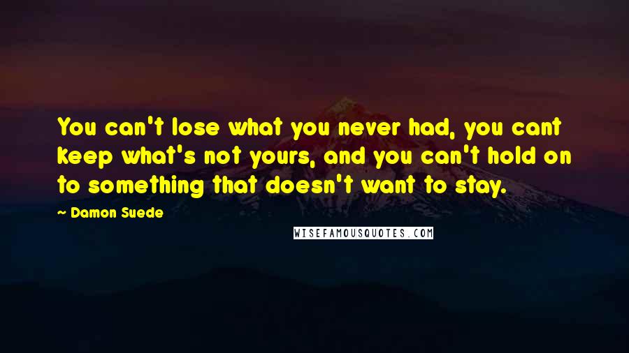 Damon Suede Quotes: You can't lose what you never had, you cant keep what's not yours, and you can't hold on to something that doesn't want to stay.